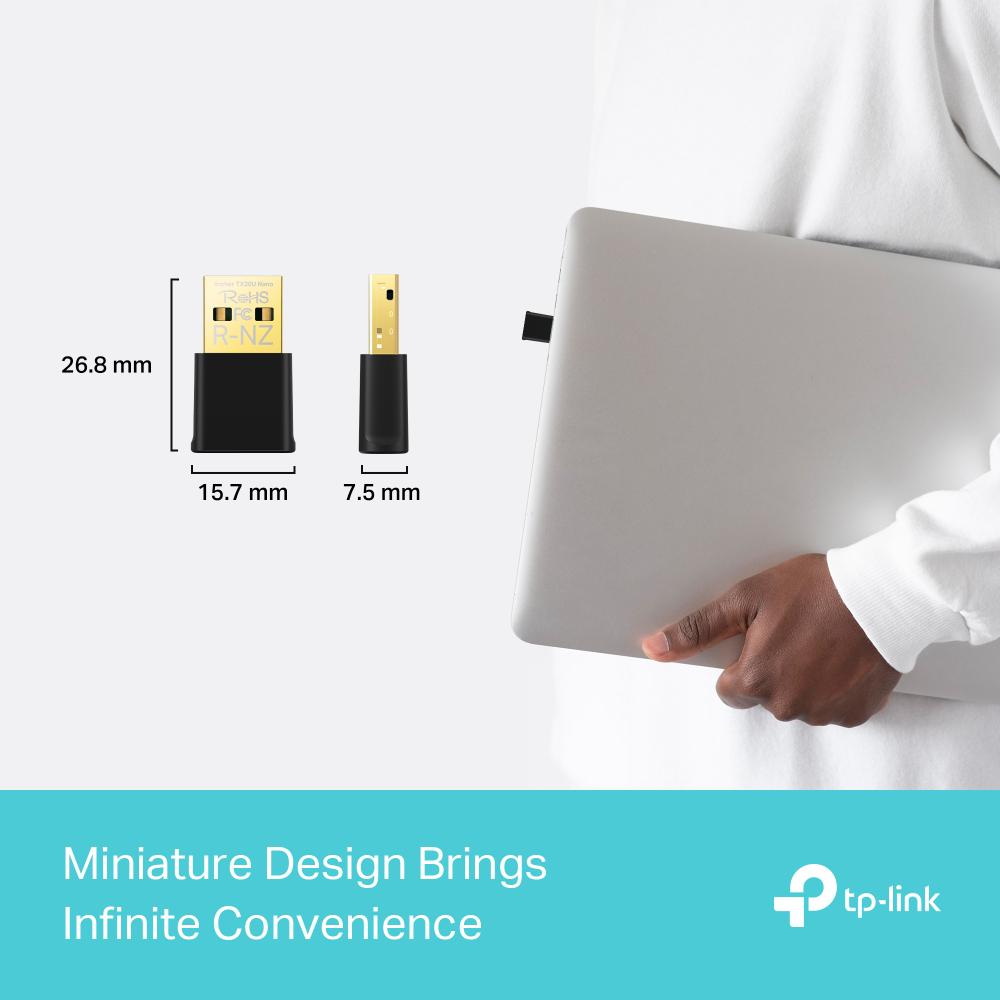 ADAPTOR RETEA TP-LINK AX1800, extern wireless 2.4 GHz | 5 GHz, USB 3.0 port, 1800 Mbps, Wi-Fi 6, "Archer TX20U Nano"