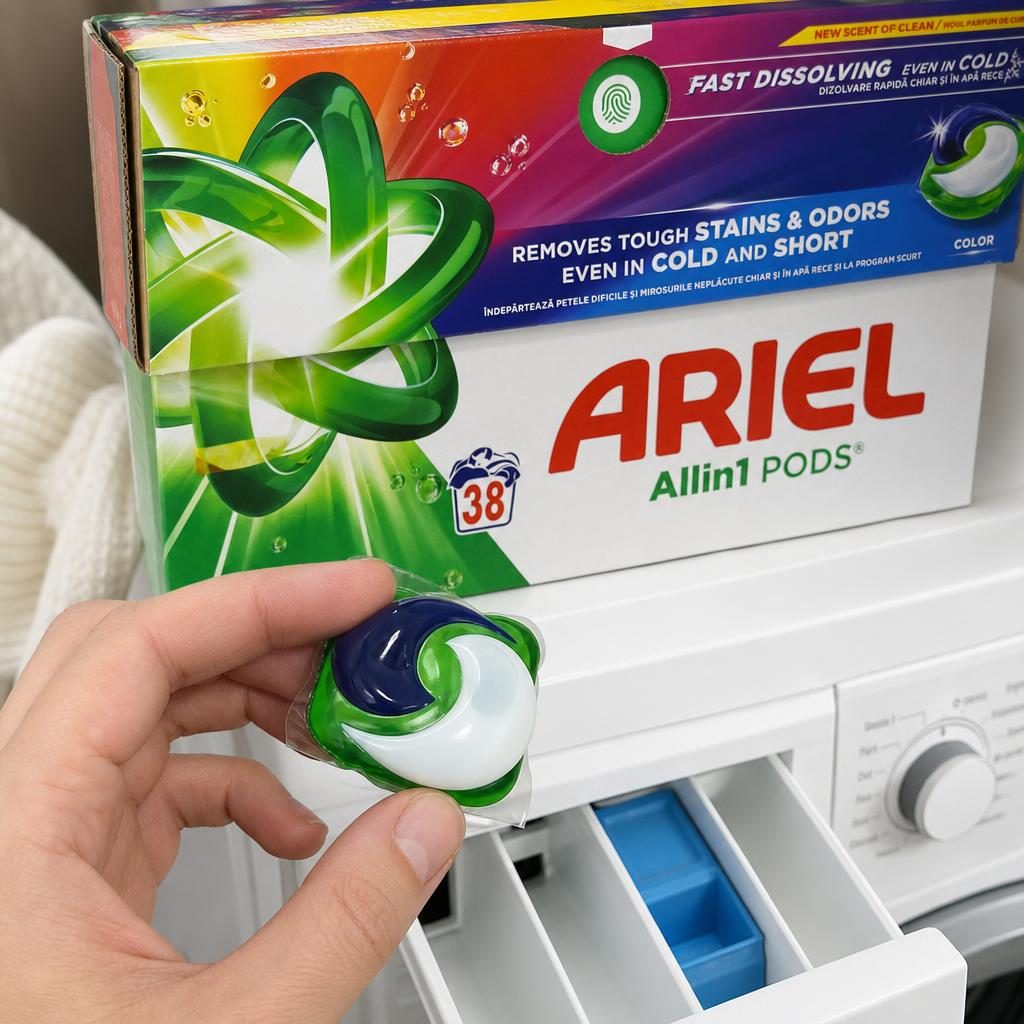Detergent Capsule, Ariel All-in-1 PODS, 38 buc, Color 3in1