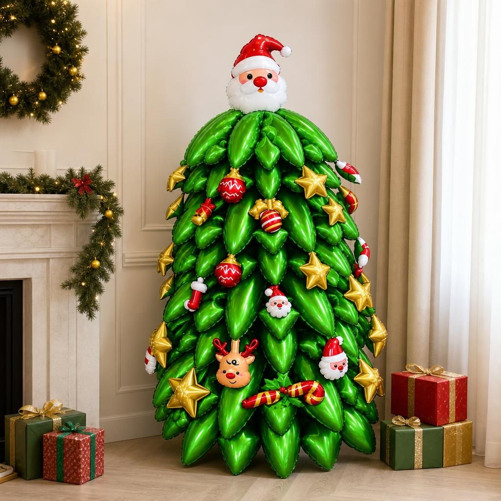 Assemble the Grandpa Christmas Tree Balloon,Overall balloon size: 130 × 126 cm