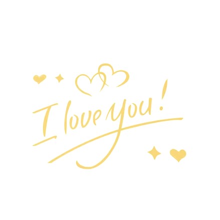 Autocolant I love You, Tematica Iubire, 21x29 cm, Auriu