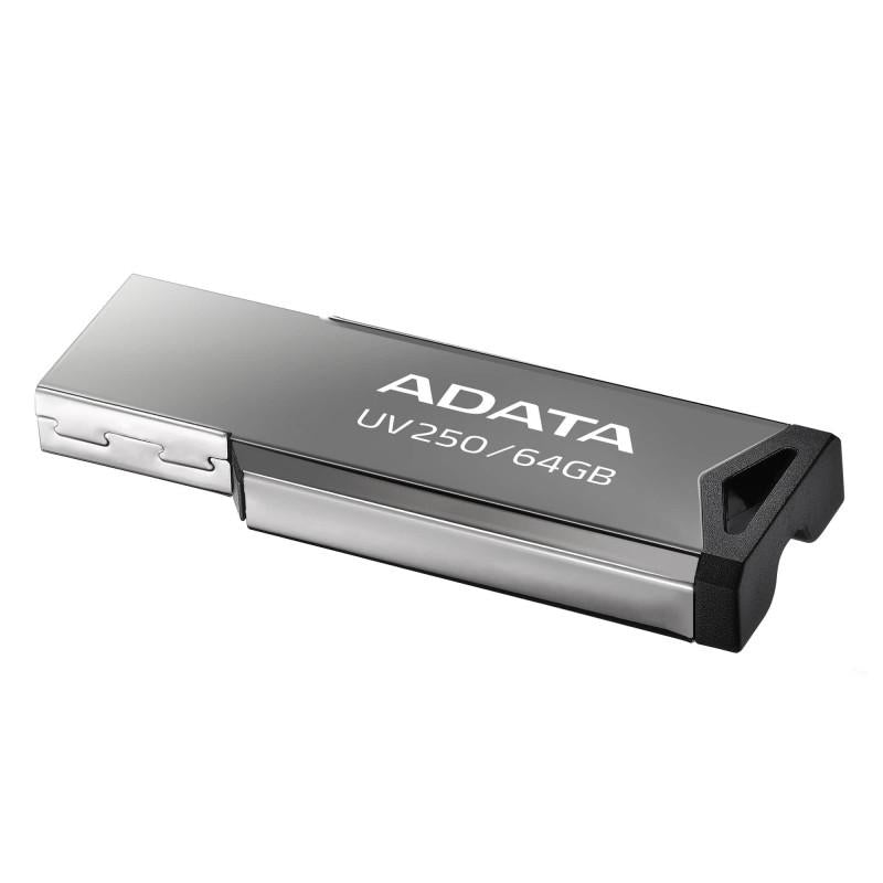 MEMORIE USB 2.0 ADATA 64 GB, clasica, carcasa metalica, argintiu, "AUV250-64G-RBK"