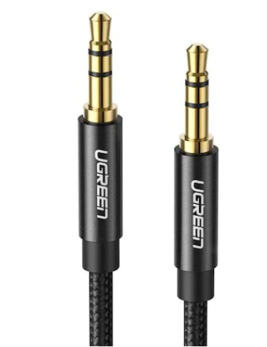 CABLU audio Ugreen, "AV112" stereo (3.5 mm jack T/T), 1m, conectori auriti, braided, negru "50361" - 6957303853618
