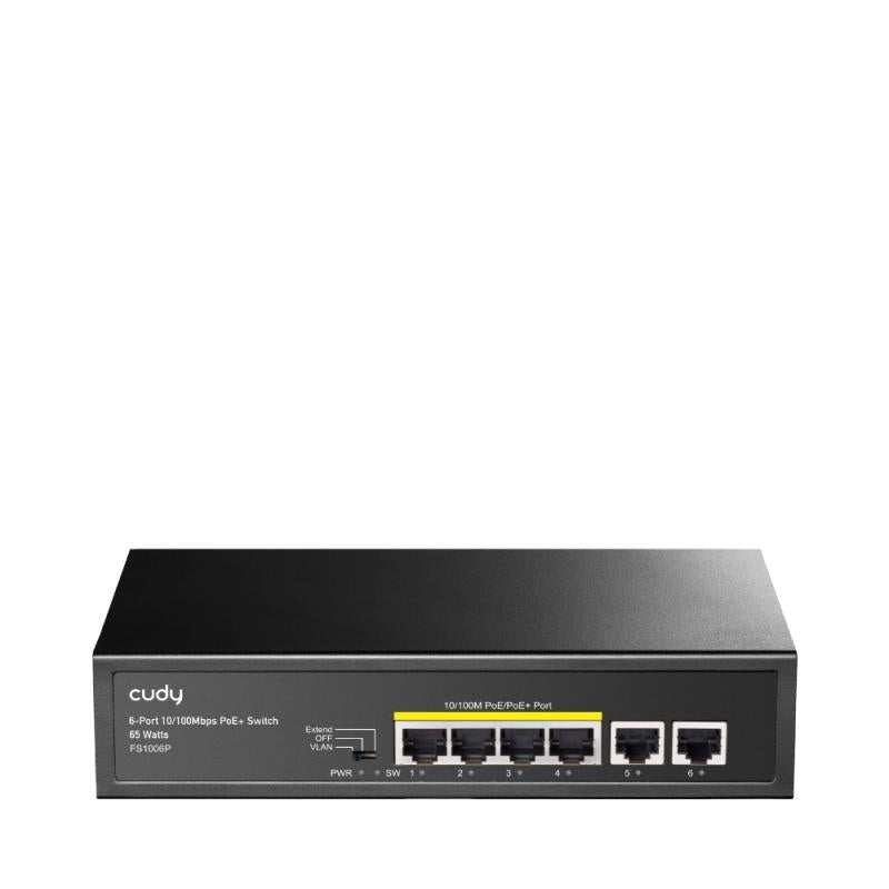 Cudy 6-Port 10/100M PoE+ Switch 60W (cudy 6-Port 10/100M PoE Switch with 4 Poe Ports Unmanaged Desktop Switch)