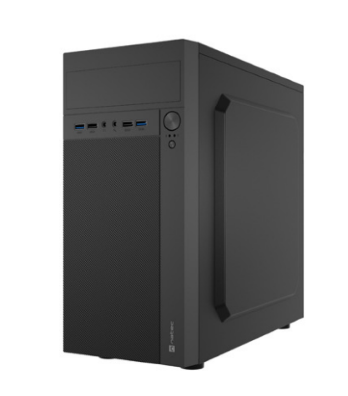 Carcasa NATEC HELIX Mini Tower NEGRU, Sloturi Expansiune 4, Drive Bays: 3x3.5" 5x2.5" 1x5.25", Ventilatoare Suportate: 3 (spate: 1x80mm, lateral: 1x120mm, fata: 1x120mm), Ventilatoare Incluse: 1 (spate: 1x80mm), Format Placa De Baza Suportat: Mini-ITX, Mi