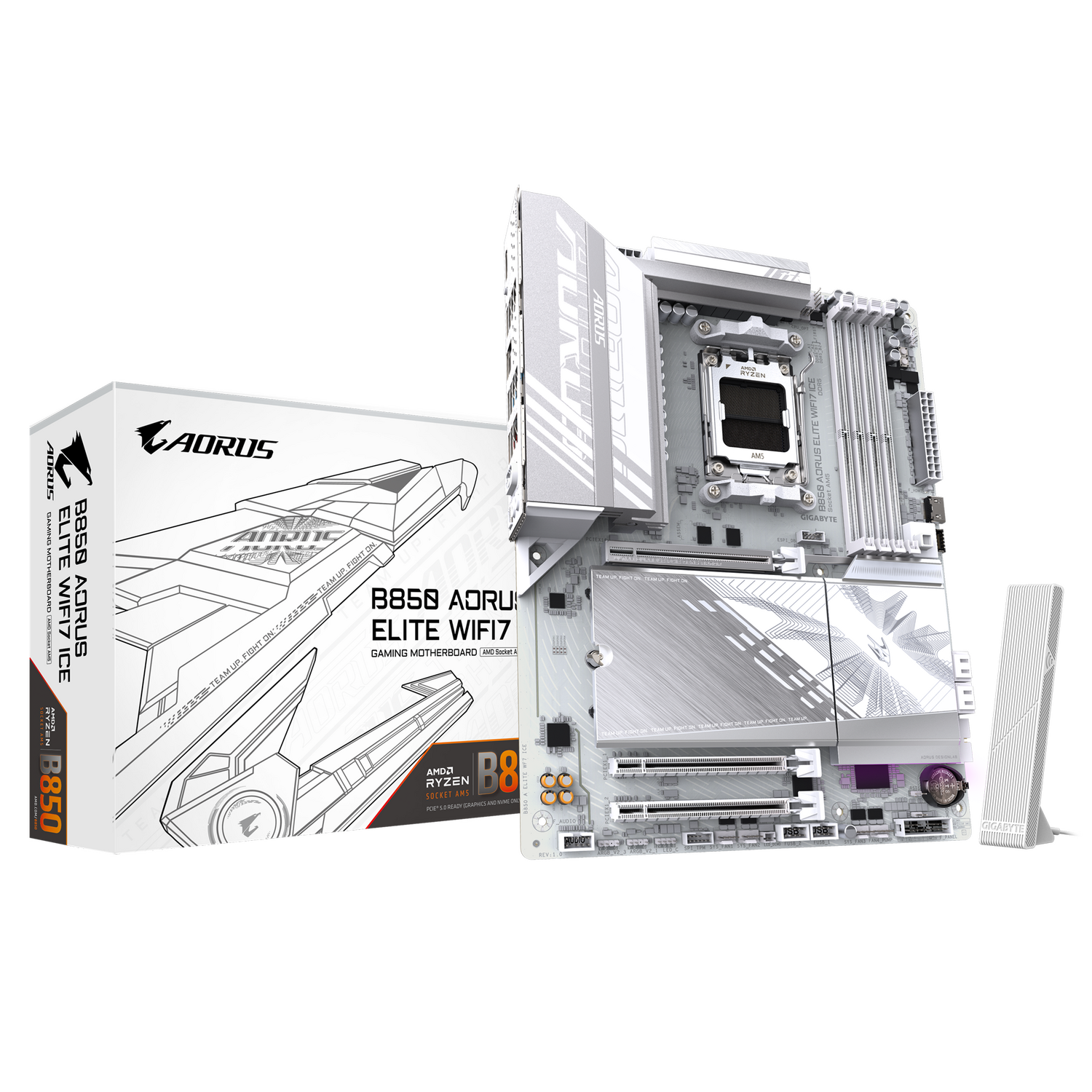 Placa de baza GIGABYTE B850 AORUS ELITE WIFI7 ICE, AM5, DDR5, Wi-Fi, BT, ATX, Alb "B850 A ELITE WF7 ICE"