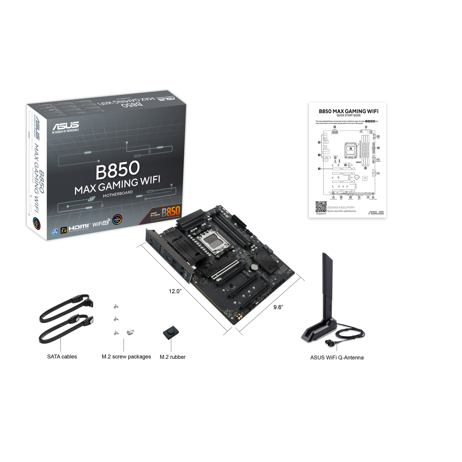 Placa de baza Asus B850 MAX GAMING WIFI, AM5, DDR5, Negru "B850 MAX GAMING WIFI"