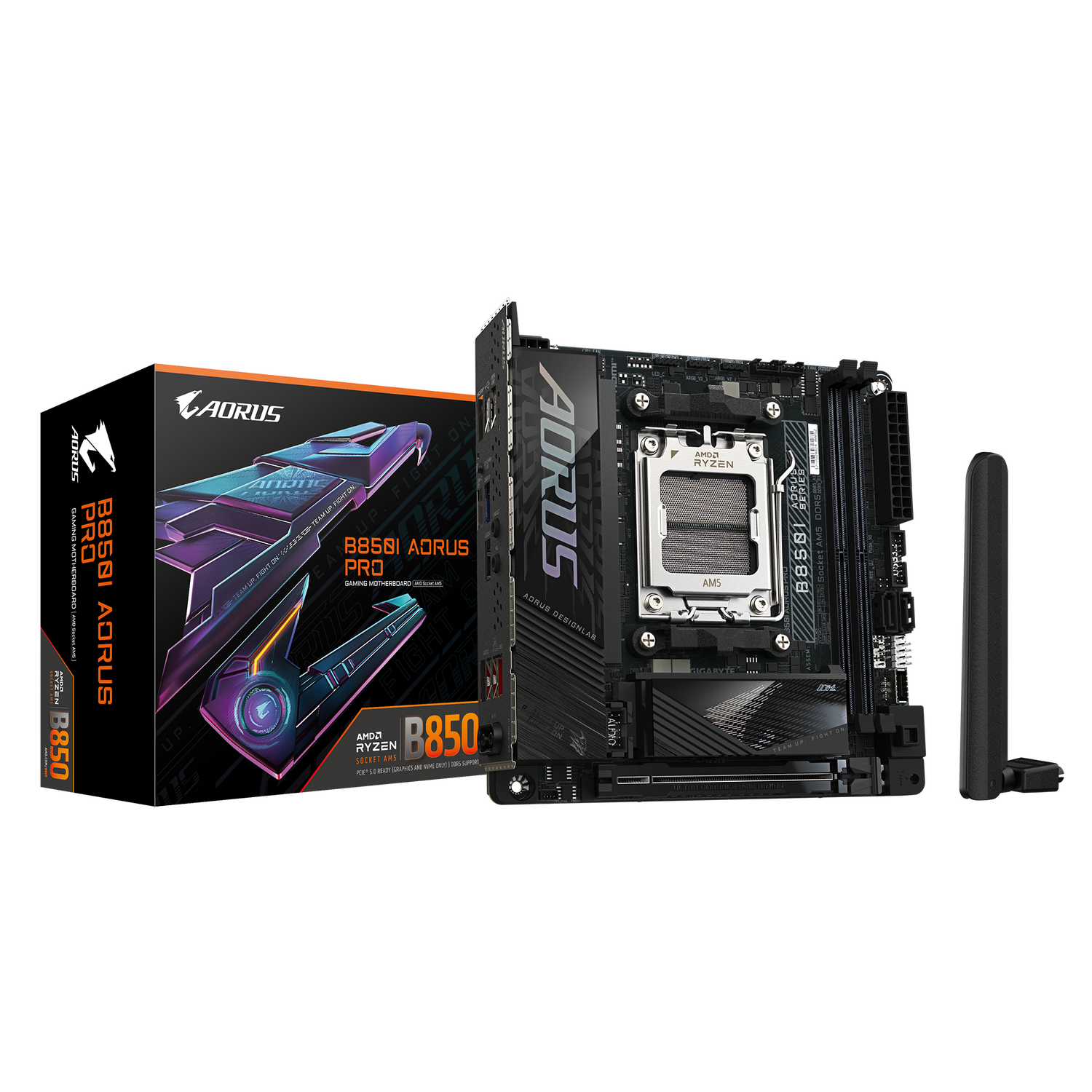 Placa de baza GIGABYTE B850I AORUS PRO, AM5, DDR5, Wi-Fi, BT, Mini-ITX, Negru "B850I AORUS PRO"