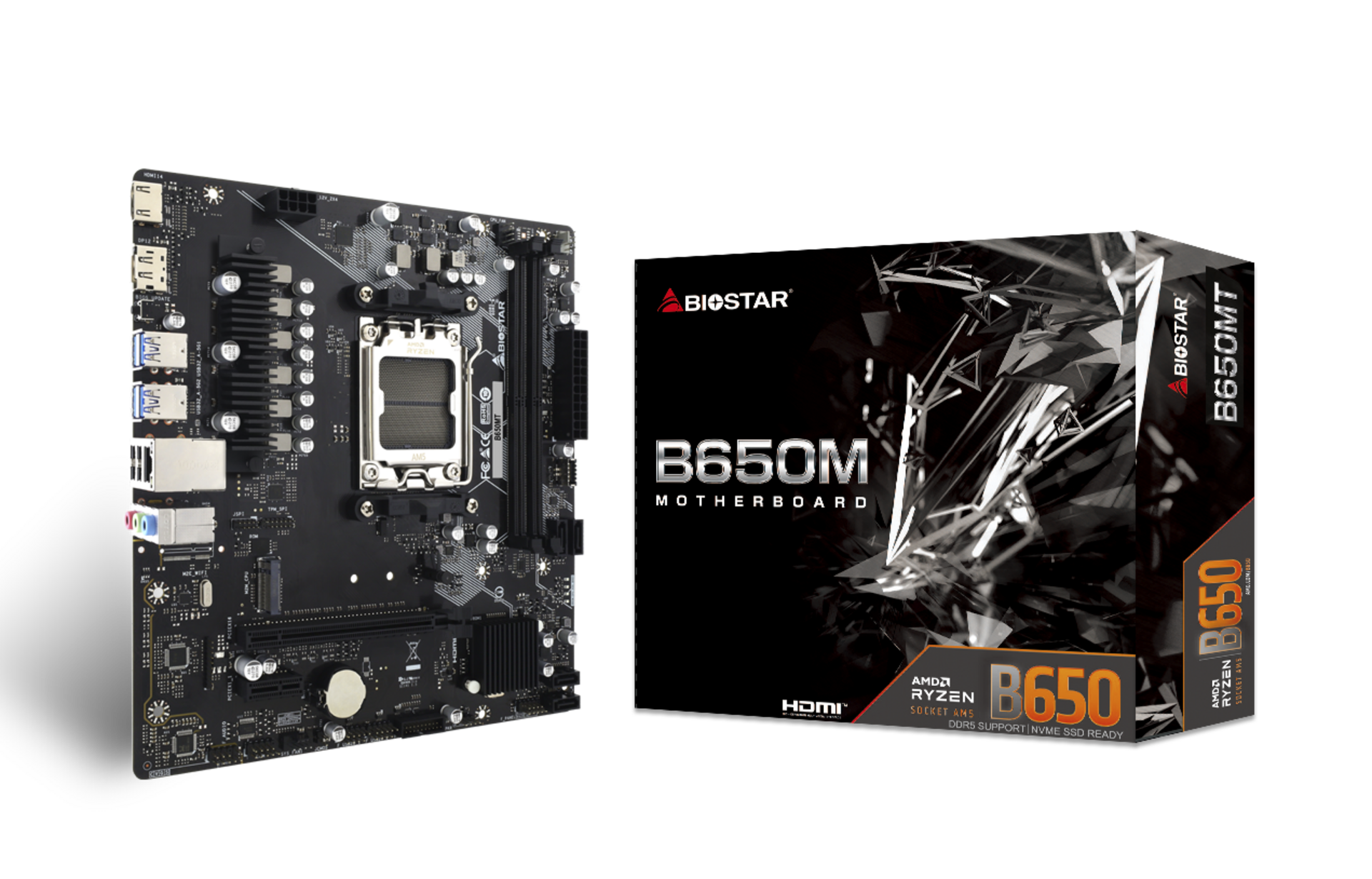 Placa de baza Biostar "B650MT", skt. AM5, chipset AMD B650, mATX, 2 x DDR5 max. 128 GB, USB 3.2 gen 2, 4 x SATA, 1 x M.2, PCIe 4.0, HDMI 1.4 4K, Display Port 1.2, "B650MT"