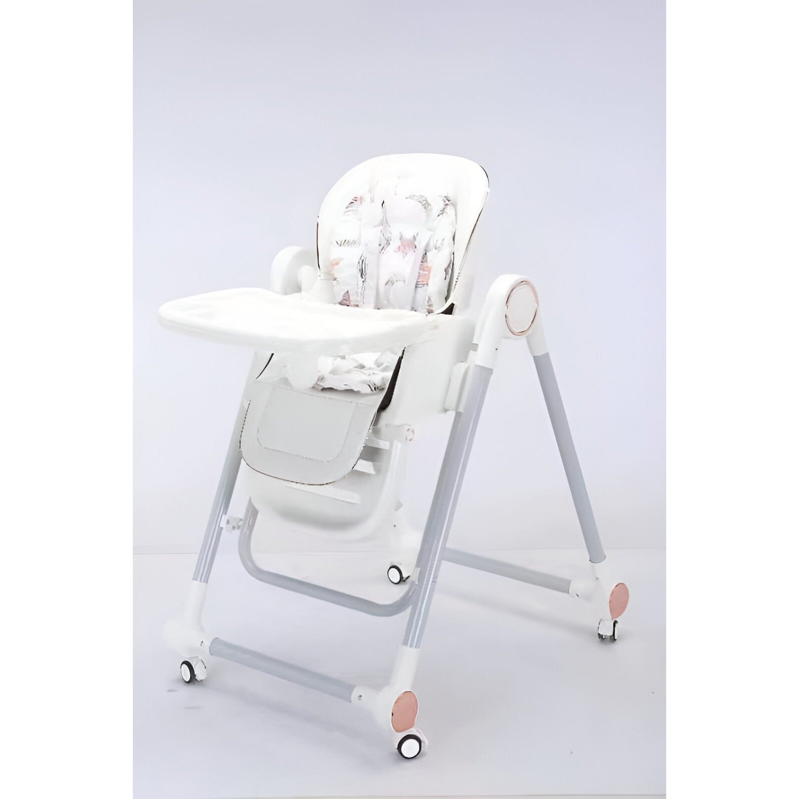 Scaun de Masa pentru Bebelusi si Copii, Tavita si Husa Detasabile, Multifuncțional, Stabil, Centura de Siguranta, Inaltime Ajustabila, Spatar Reglabil Moale, Balansoar, de la 6 Luni, Alb