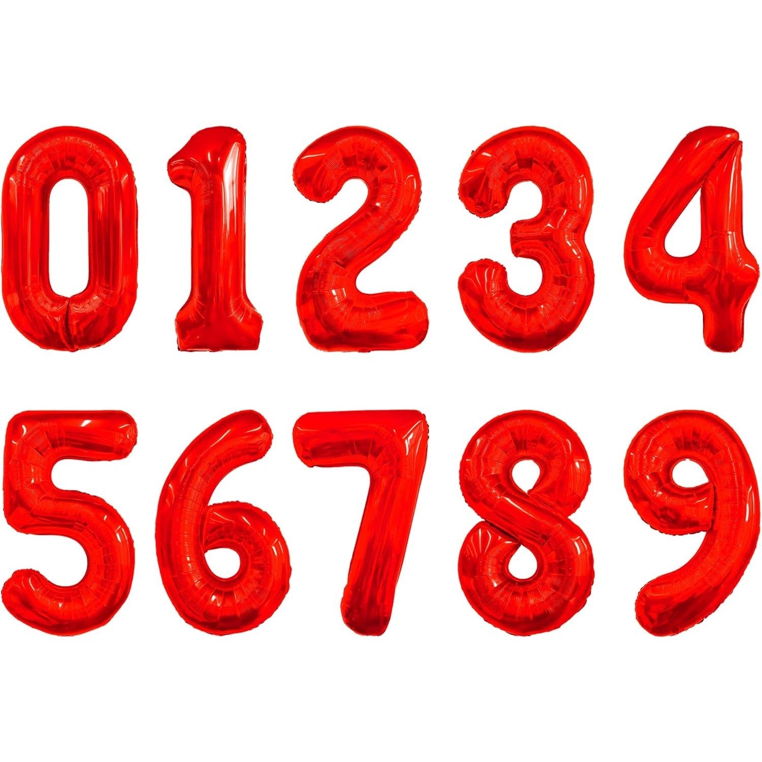 Balon din Folie Metalizata, Figurina Cifra, Tema Aniversare 100 cm, Ambalaj Individual, Pai inclus, Umflare cu Aer sau Heliu, Rosu, Cifra 7