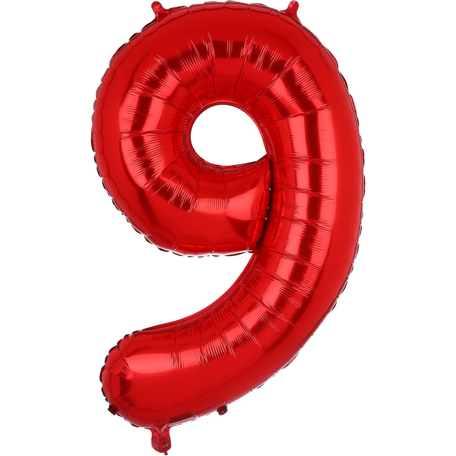 Balon din Folie Metalizata, Figurina Cifra, Tema Aniversare 80 cm, Ambalaj Individual, Pai inclus, Umflare cu Aer sau Heliu, Rosu, Cifra 9