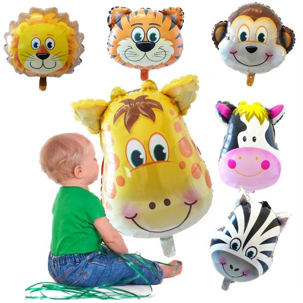 Balon din Folie Metalizata, Mini Figurine Animalute, Model Tigru, Tematica Aniversare, 38x31 cm, Ambalaj Individual, Pai Inclus, Umflare cu Aer sau Heliu, Multicolor