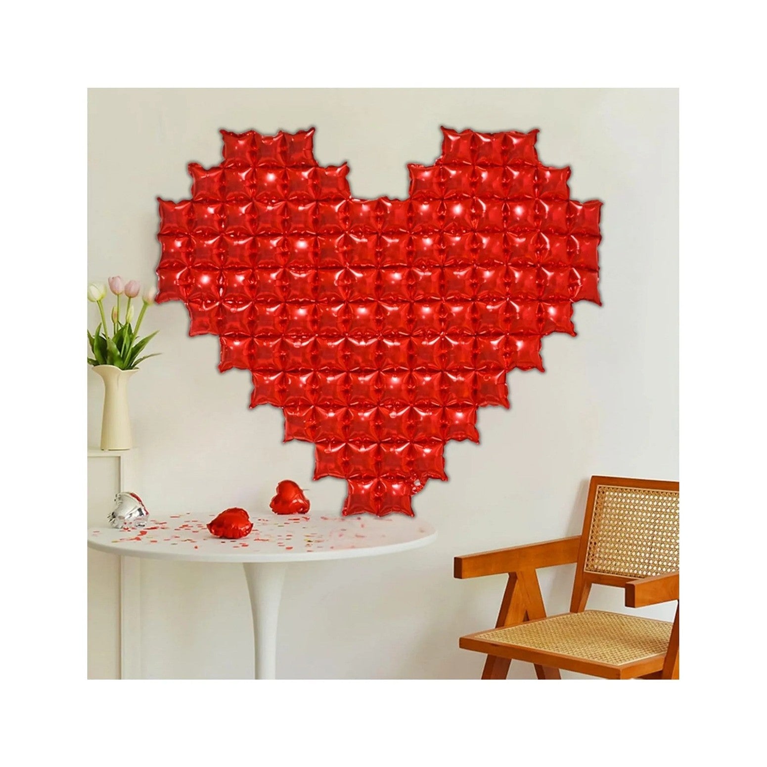 Balon Folie, Model Inima, 120 x 135 cm, Rosu