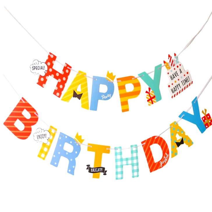 Banner Happy Birthday 100x200 cm, Rola de Ata Inclusa, Tematica Aniversare, Multicolor