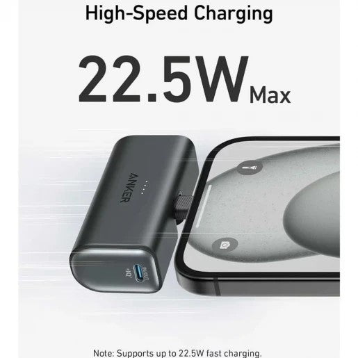 POWER BANK Anker "Nano" 5.000 mAh, 22.5W PD si Power IQ 3.0, 1 x USB, 1 x USB-C pliabil, ActiveShield 2.0, 99g, negru, "A1653H11" - 194644170851