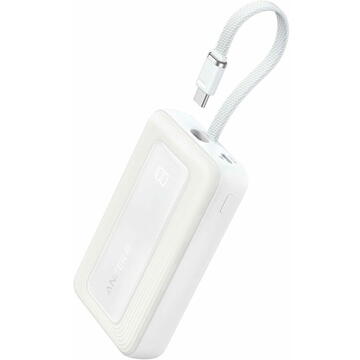 POWER BANK Anker 10.000 mAh, 30W, cablu USB-C incorporat, 1 x USB-C, alb, "A1688H21" - 0194644201098