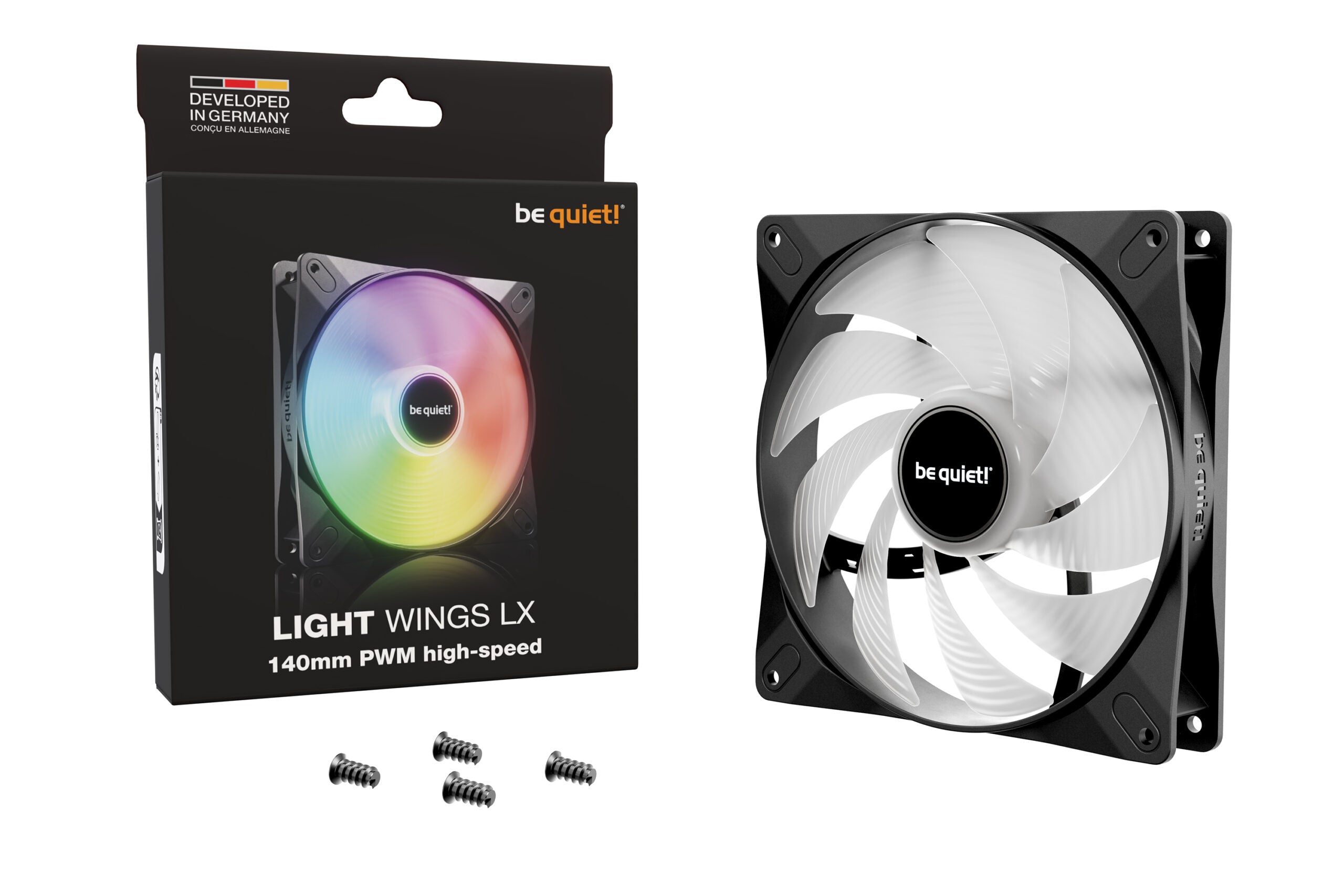 Ventilator be quiet "LIGHT WINGS LX", 140mm, max. 1800 RPM, Rifle Bearing, , 4pin PWM, negru, "BL129"