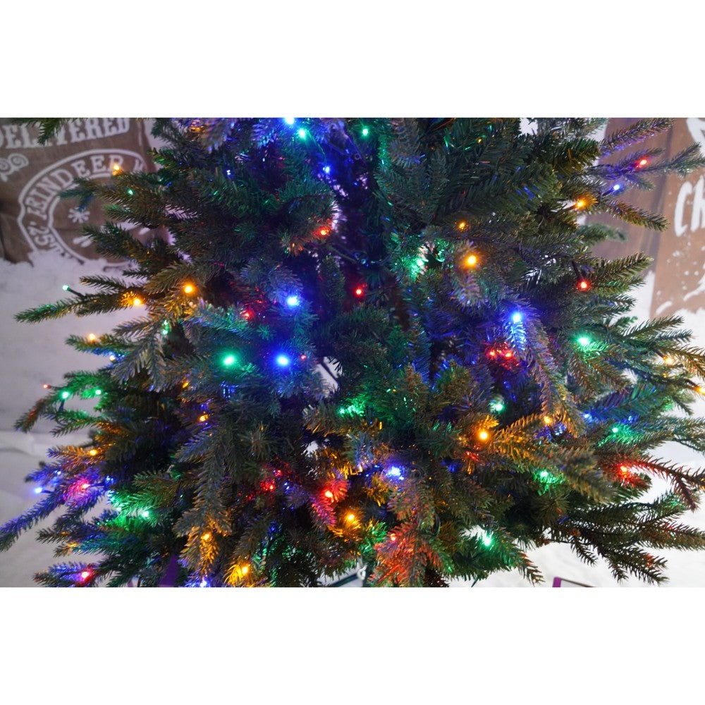 Brad Artificial de Craciun, Becuri led incluse in ramuri, pentru interior/exterior, inaltime 180 cm, diametru 128 cm, 1246 ramuri, verde, suport metalic inclus