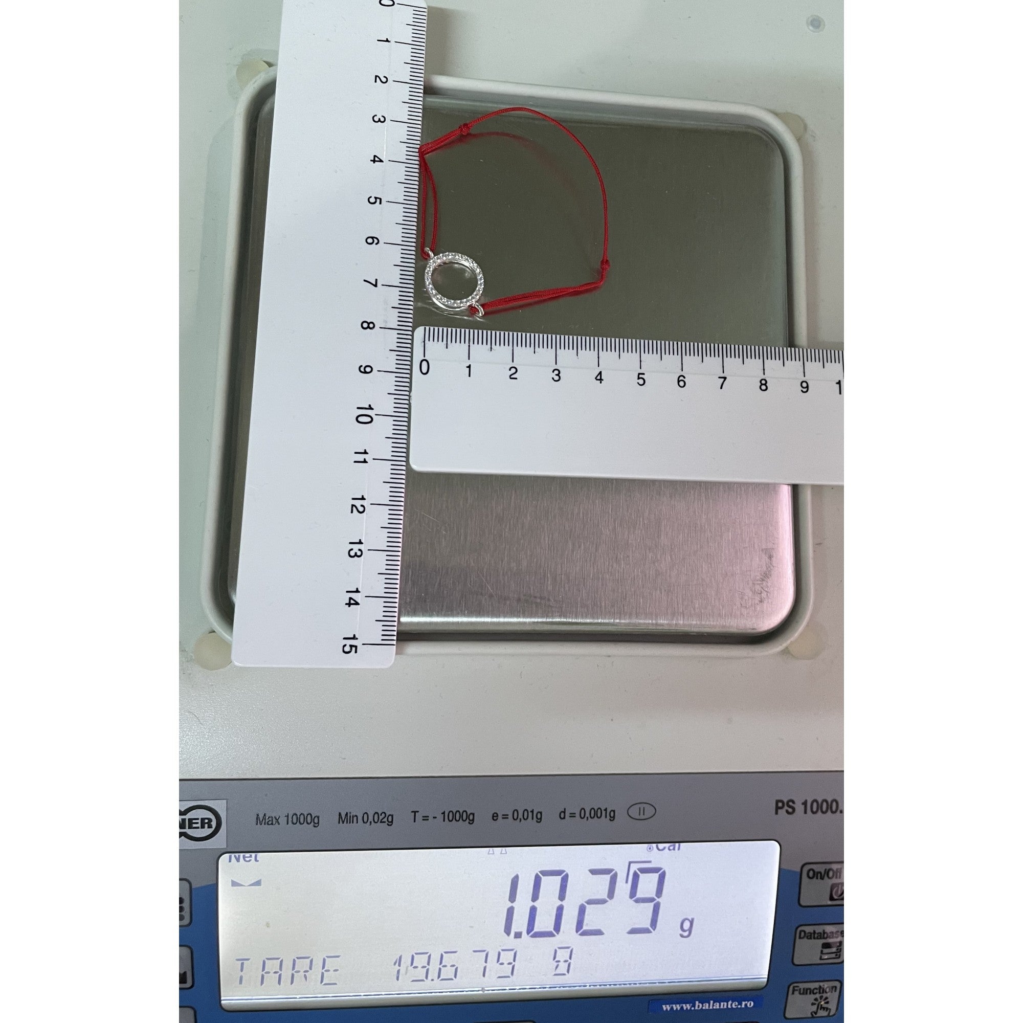 Bratara Snur Reglabil, Argint 925, Cerc Mare Cu Pietre, 1 g, 2 cm x 1.5 cm