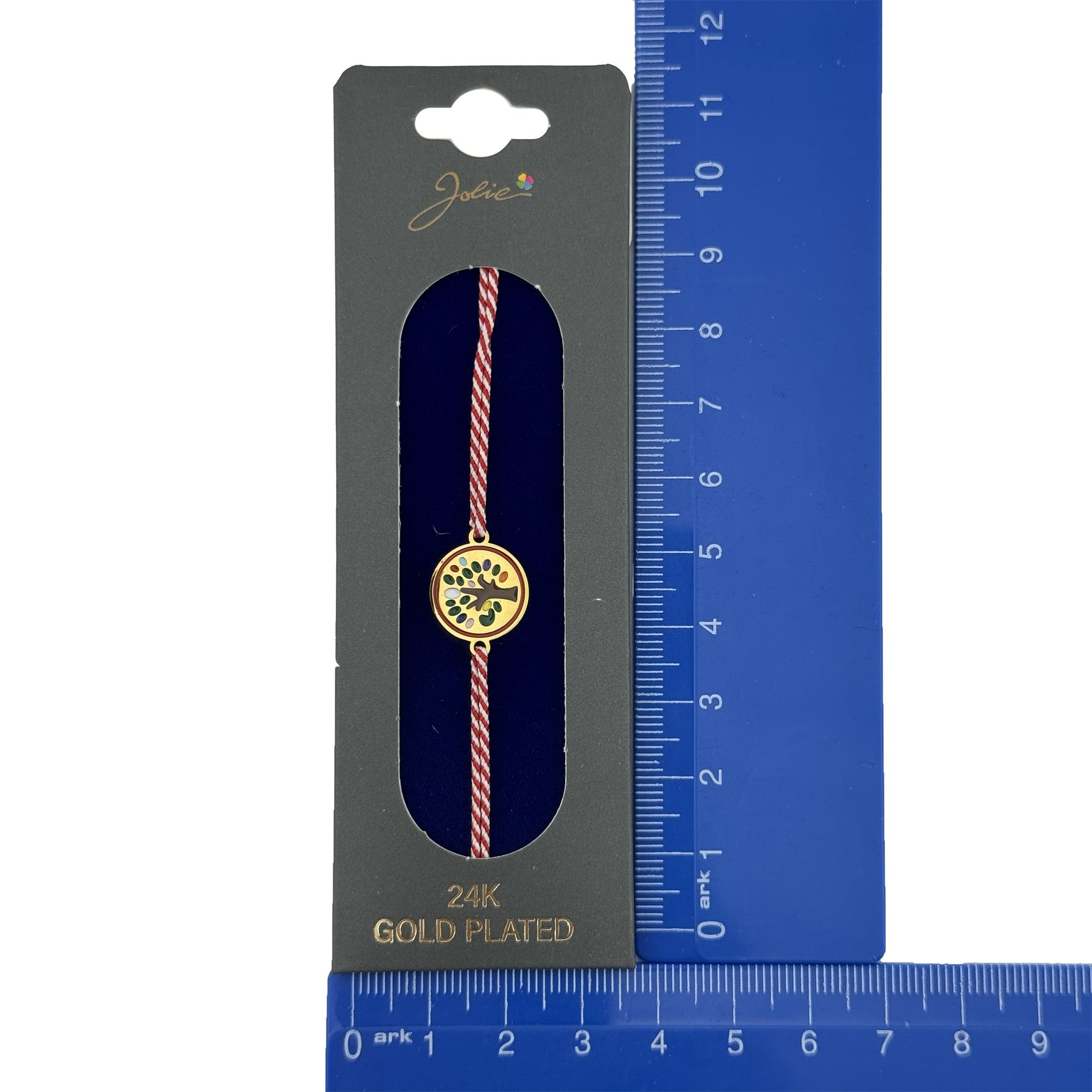 Bratara Placata cu Aur 24k, Jolie, Model Copacul Vietii, Martisor Bratara, cu Snur Alb/Rosu, Auriu