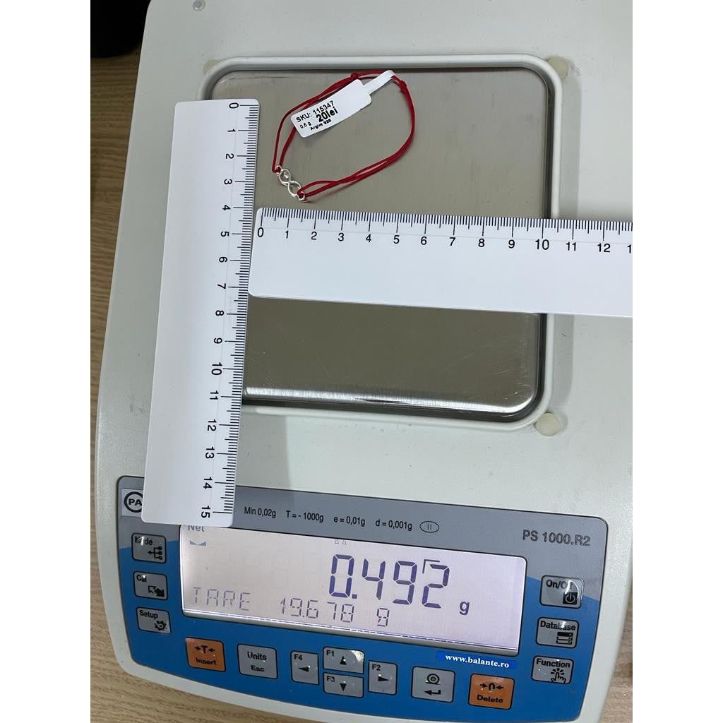 Bratara Snur Reglabil, Argint 925, Infinit Cu Inima, 0.5 g, 1.5 cm x 0.5 cm