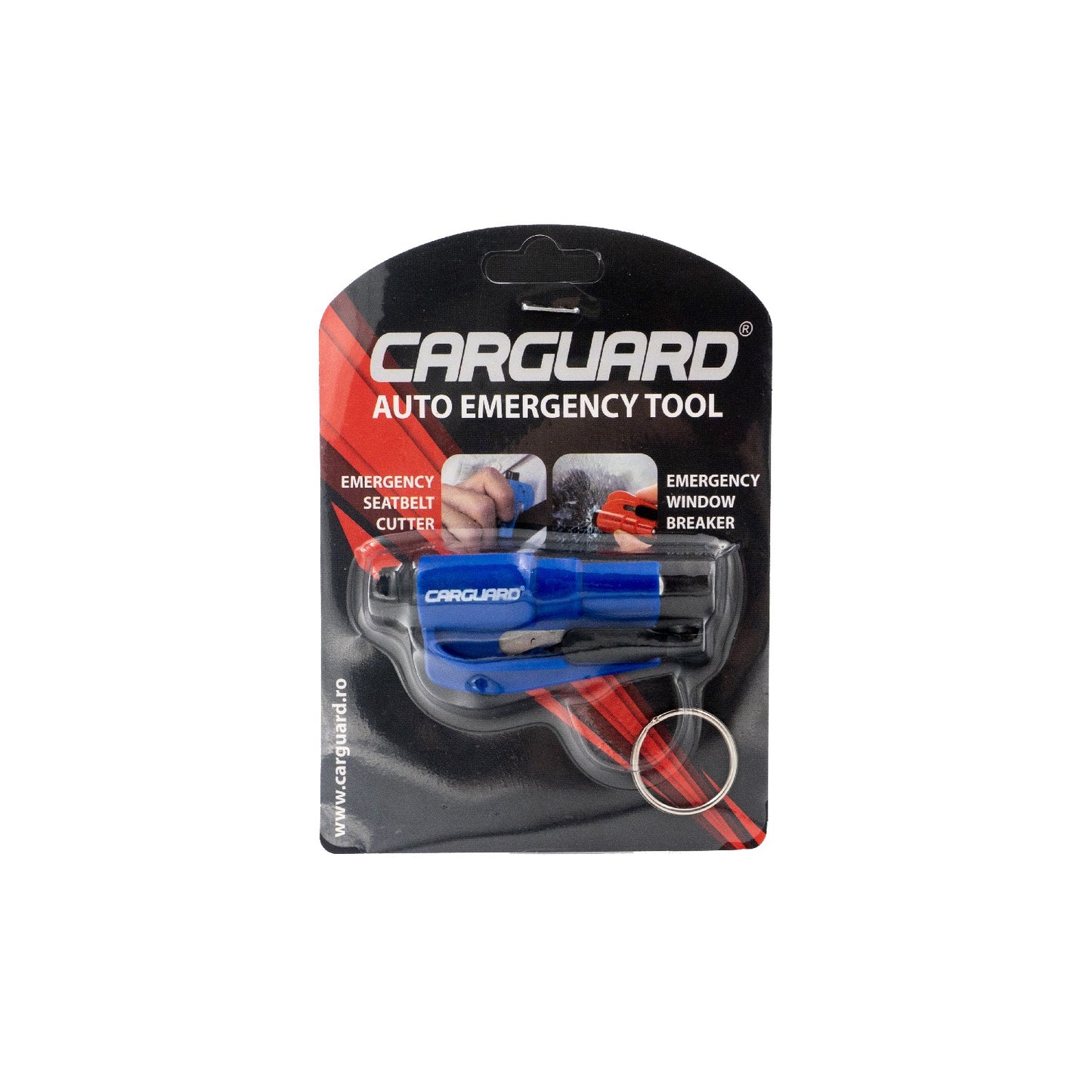 Breloc auto pentru urgențe Carguard – tăietor centură de siguranță + ciocan sparge geam