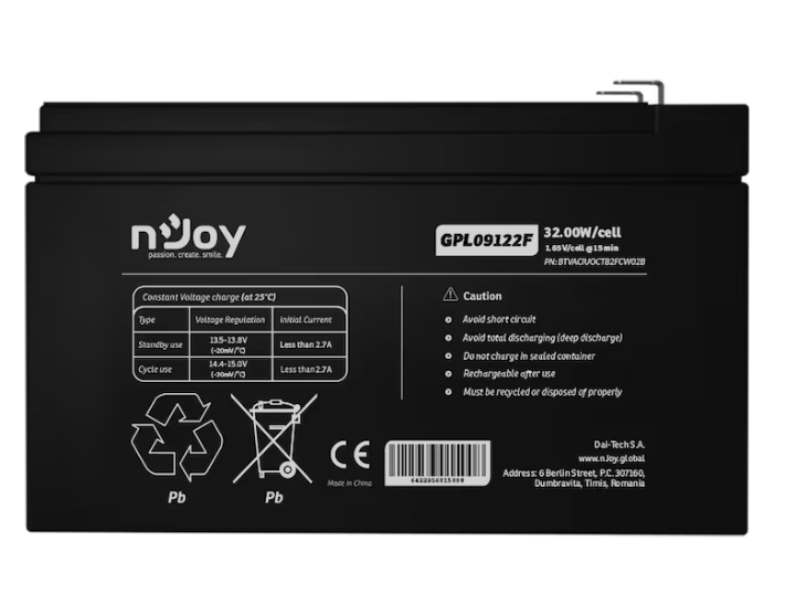 ACUMULATOR NJOY GPL09122F 12V "BTVACIUOCTB2FCW02B"