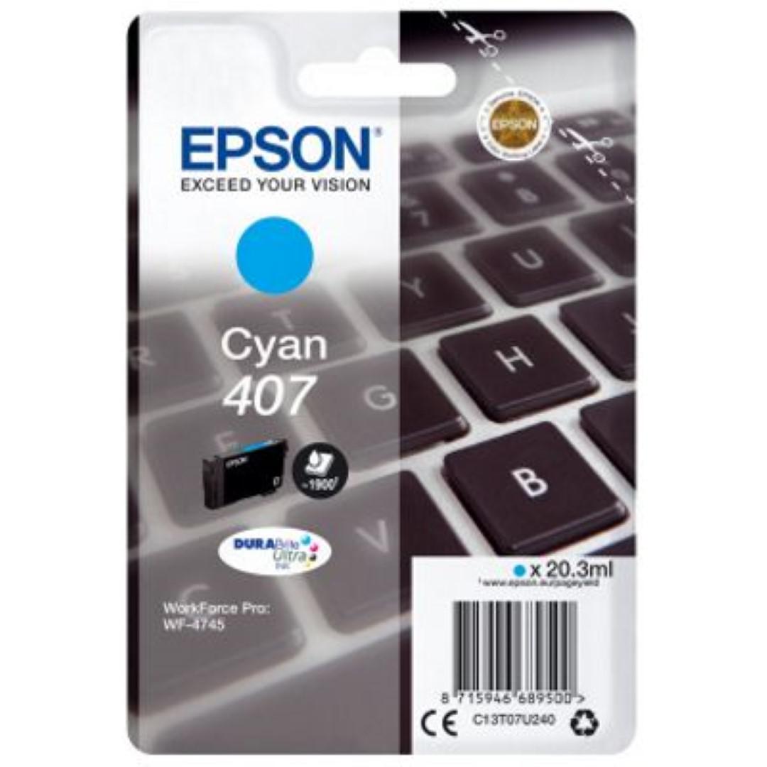 Cartus Cerneala Original Epson Cyan, nr.407, pentru WF-4745 Series , 20,3ml, , "C13T07U240"(RAPO)