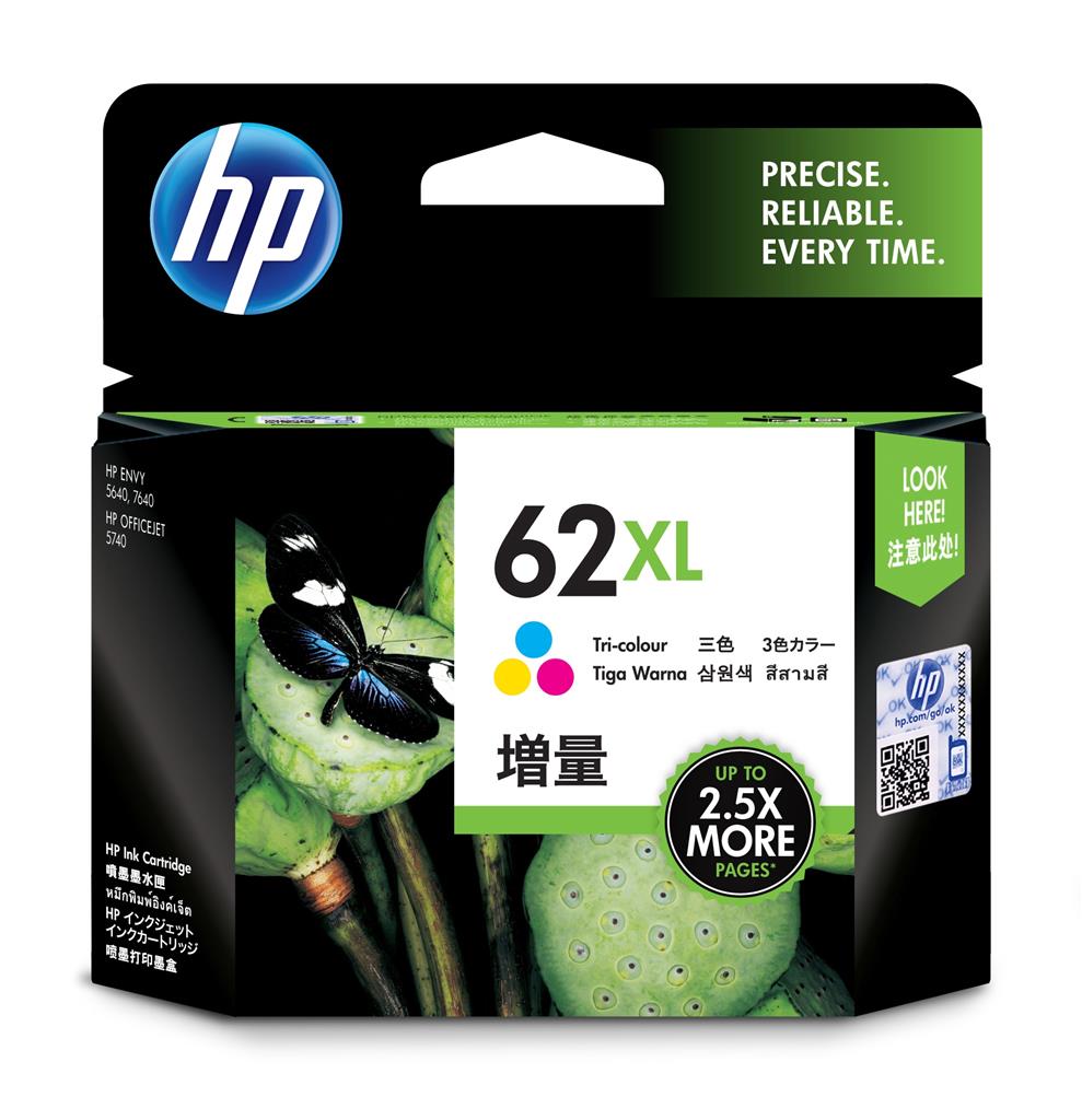Cartus Cerneala Original HP Color, nr.62XL, pentru Envy 5640 AIO| OfficeJet 200 Mobile| OfficeJet 250 Mobile AIO, 415, , "C2P07AE"