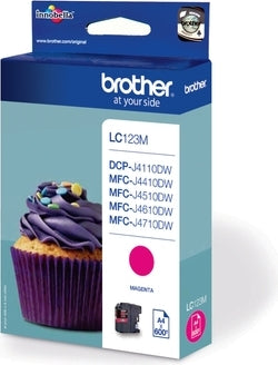 Cartus Cerneala Original Brother Magenta, LC123M, pentru DCP-J4110| MFC-J4410|J4510|J4610|J4710|J6520|J6920, 600, , "LC123M"