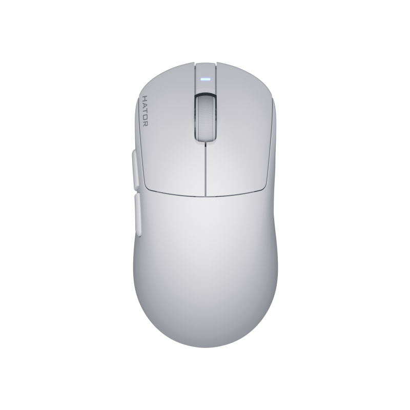 Mouse wireless Hator Quasar 3S ULTIMA 8K, senzor PixArt PAW3950, switch HATOR® Optical 100M, conectivitate 2.4GHz, bluetooth si USB, polling rate pana la 8000Hz, rezolutie maxima 30000 DPI, capacitate baterie 300 mAh, durata de viata baterie in modul wire