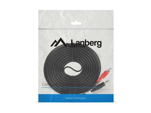 Cablu audio LANBERG 5 m - Jack-RCA "CA-MJRC-10CC-0050-BK"