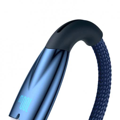 CABLU alimentare si date Baseus Glimmer, Fast Charging Data Cable pt. smartphone, USB la USB Type-C 100W, 2m, albastru "CADH000503" - 6932172618001