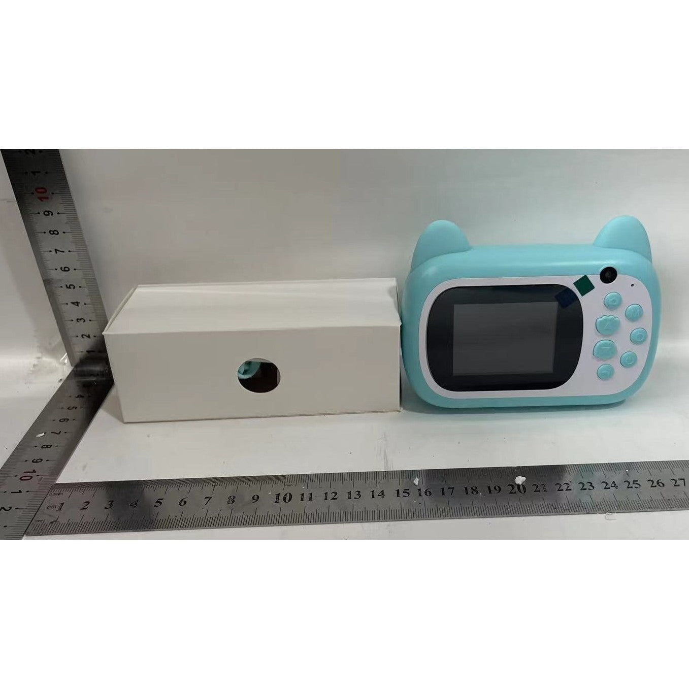 Camera Instantanee pentru Copii, Camera Frontala + Selfie, cu Functie de Printare, Cablu USB-C, Bluetooth, Compatibil iOS/Android, Imprimare APP, Model Pisica Smiley Face, Verde