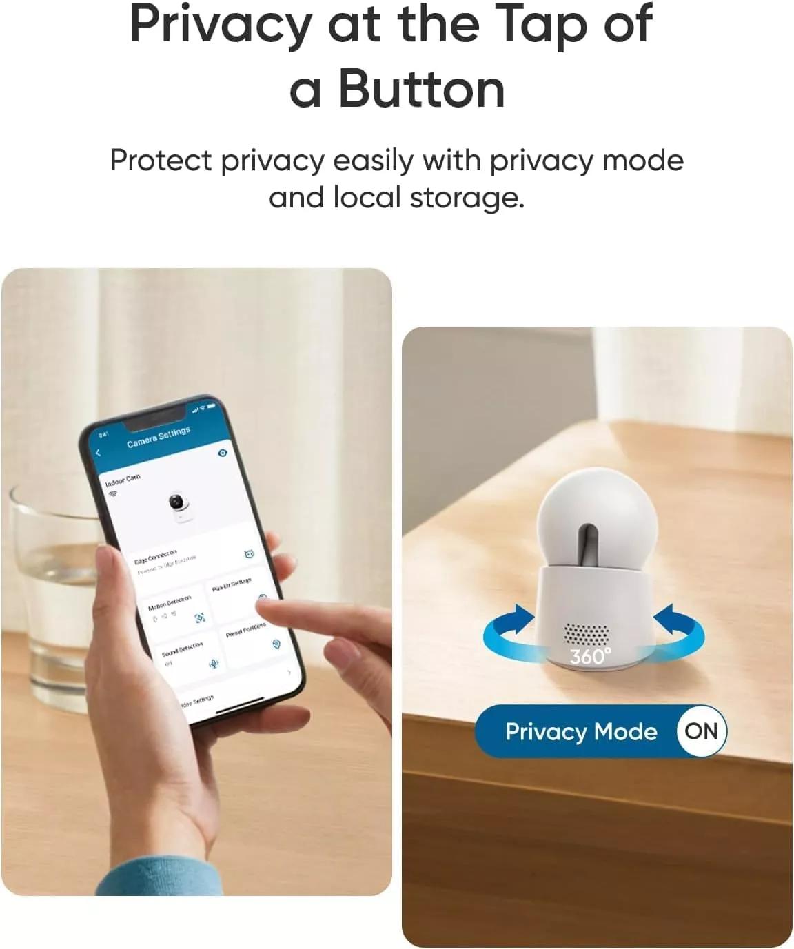 Camera supraveghere video indoor eufy E30 4K UHD, 360, AI, Night Vision Color, Alb "T8417321" - 0194644296896