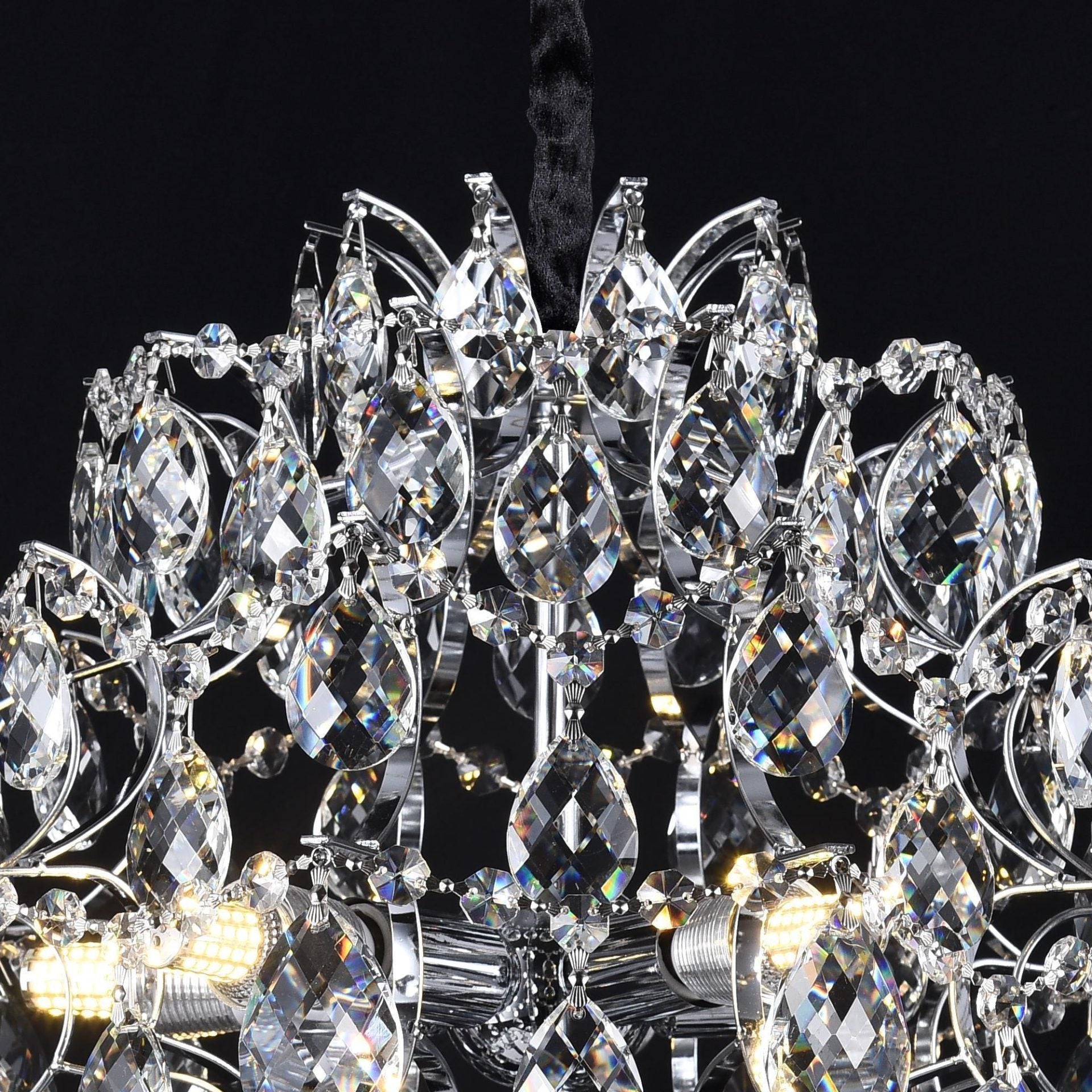 Candelabru Cristal CRYSTARA Nobile, 5x E14, Diametru 40cm, Crom Lucios