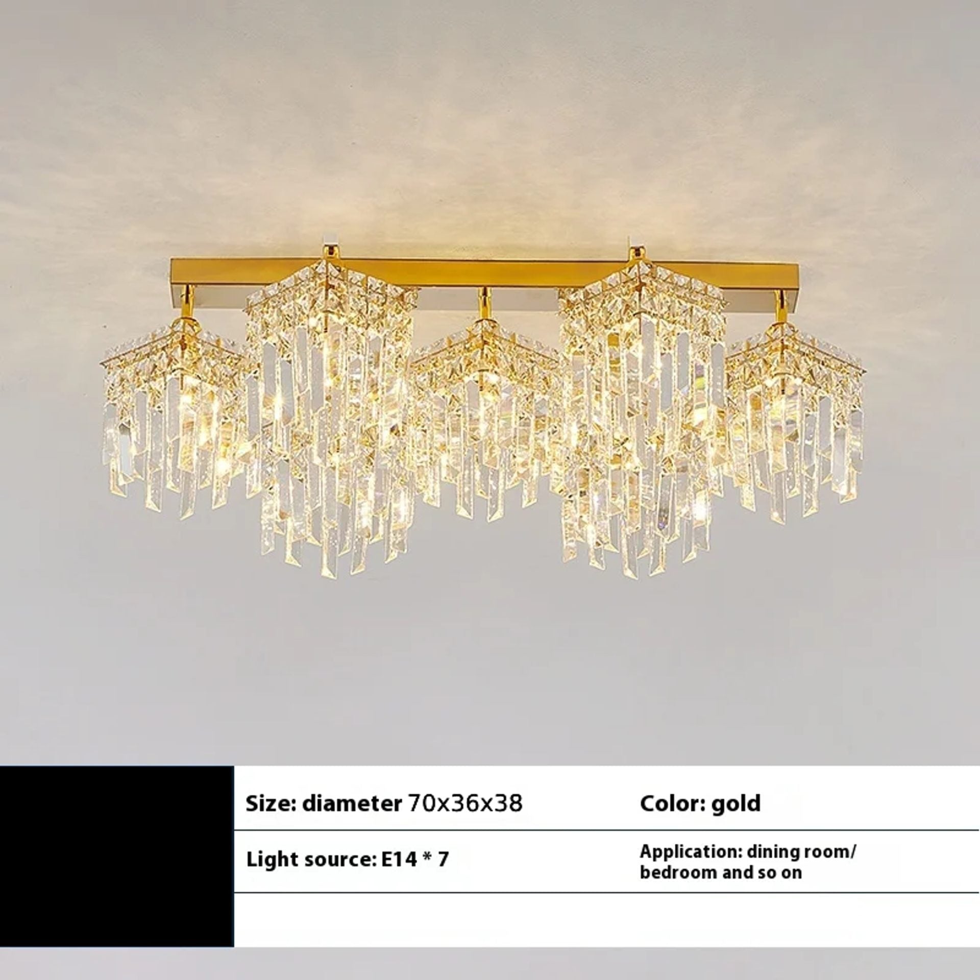 Candelabru Cristal Imperia, 70cm, 7xE14, Auriu