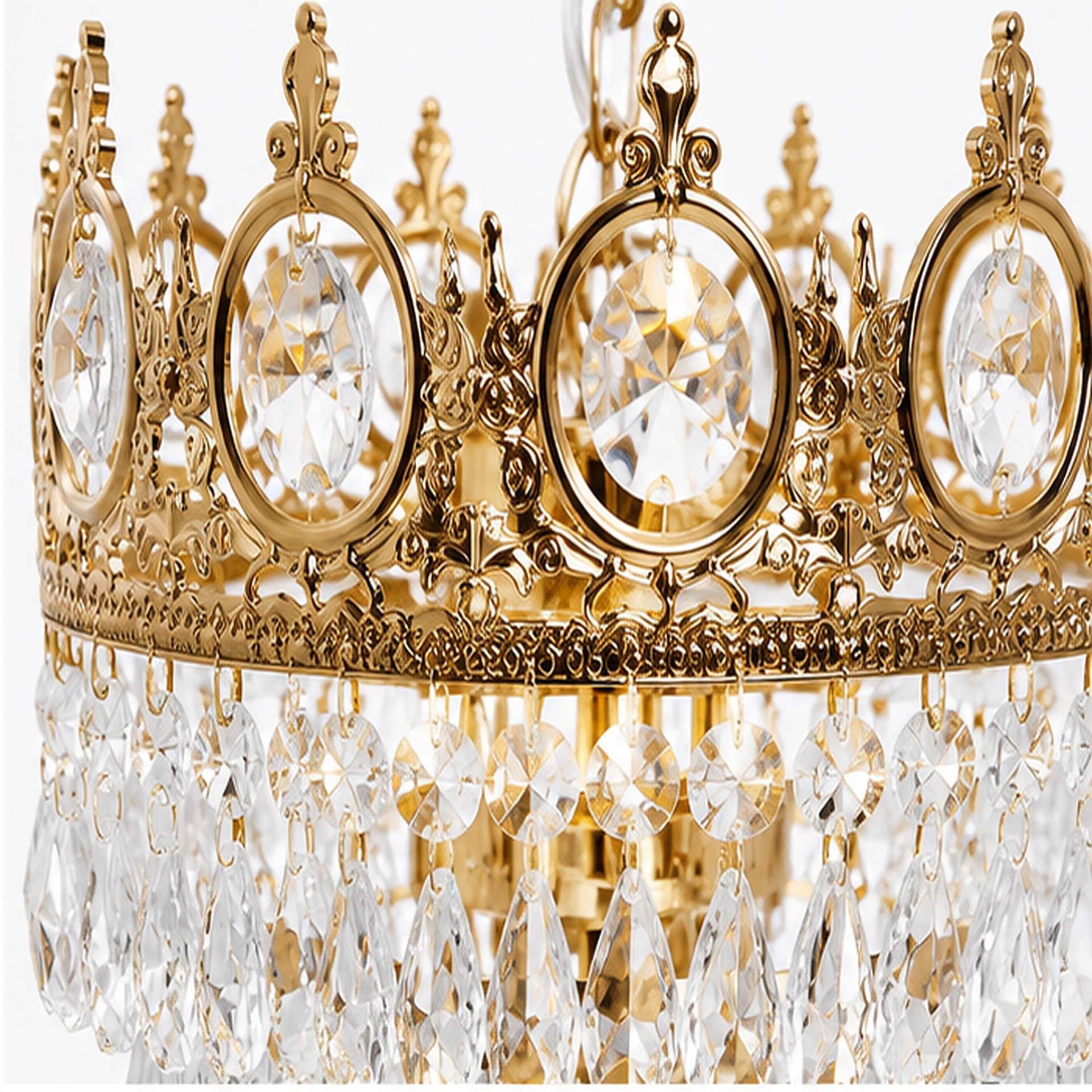 Candelabru Cristal REGALITE Petito, 8XE14, Diametru 45cm, Auriu Lucios, Inaltime Reglabila