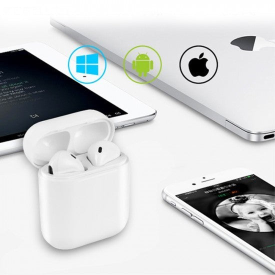 Casti Wireless Bluetooth MKJ-I8X Earbuds, Alb
