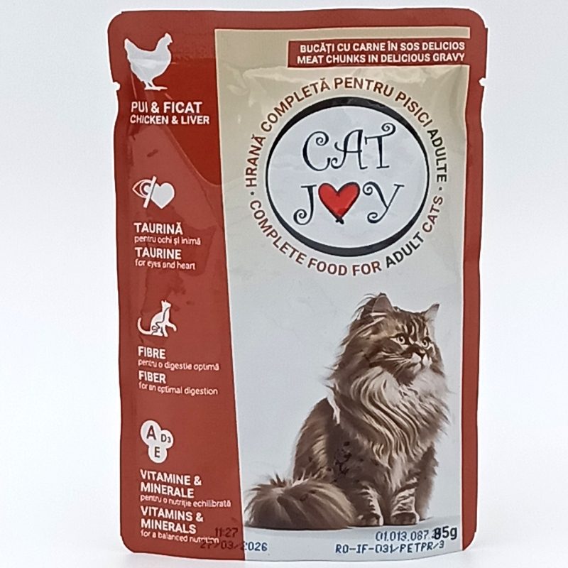 Hrana Umeda pentru Pisici in Sos, Cat Joy, Pui si Ficat, Plic 85 g