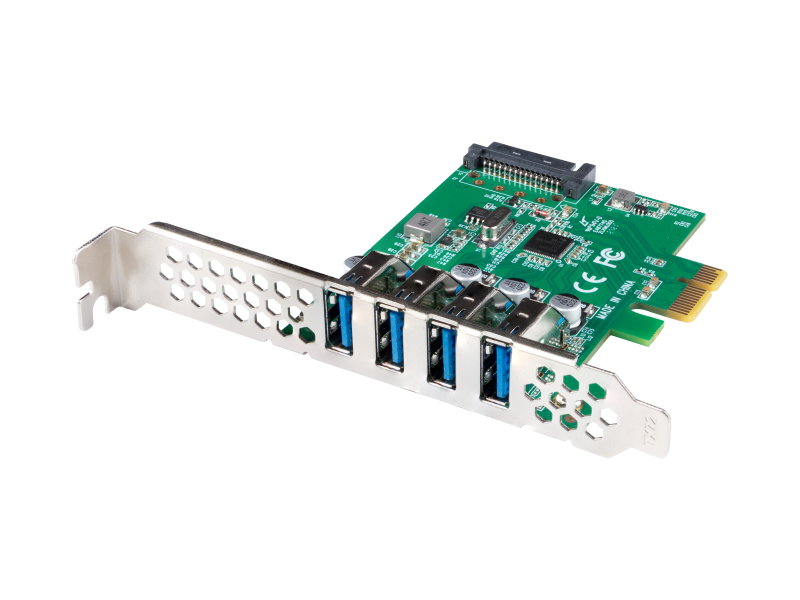 Placă Pci Express x1 4x USB-A 3.1 Gen1 (Placă Pci Express x1 4x USB-A 3.1 Gen1 low-profile)