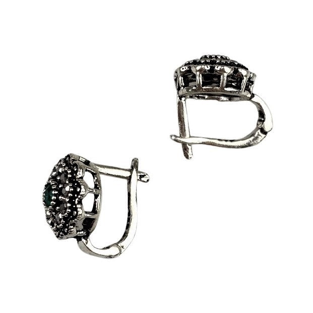 Cercei Argint 925 cu Zirconiu Verde si Marcasite