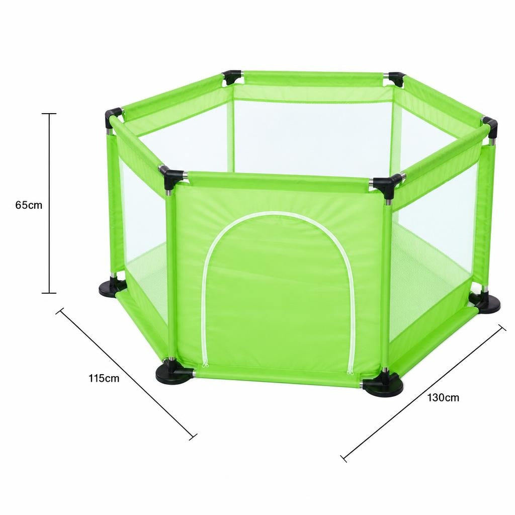 Tarc de Joaca si Siguranta pentru Copii DNT-104, Dimensiuni 130 x 115 x 65 cm, Structura de Protectie pentru Interior, Verde deschis