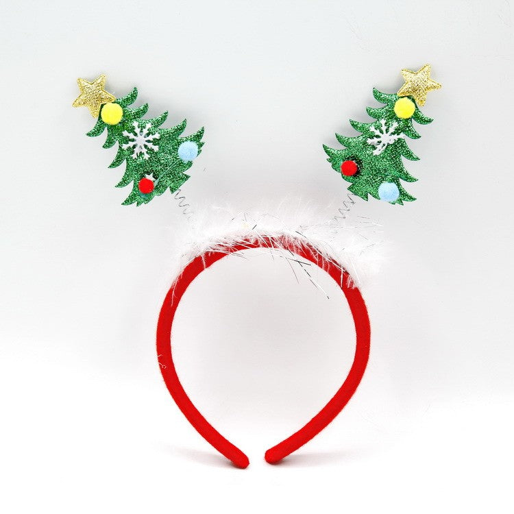 Coroniță Decorativă de Crăciun, Model Brazi Festivi cu Sclipici, Mărime Universală, Rosu/Verde