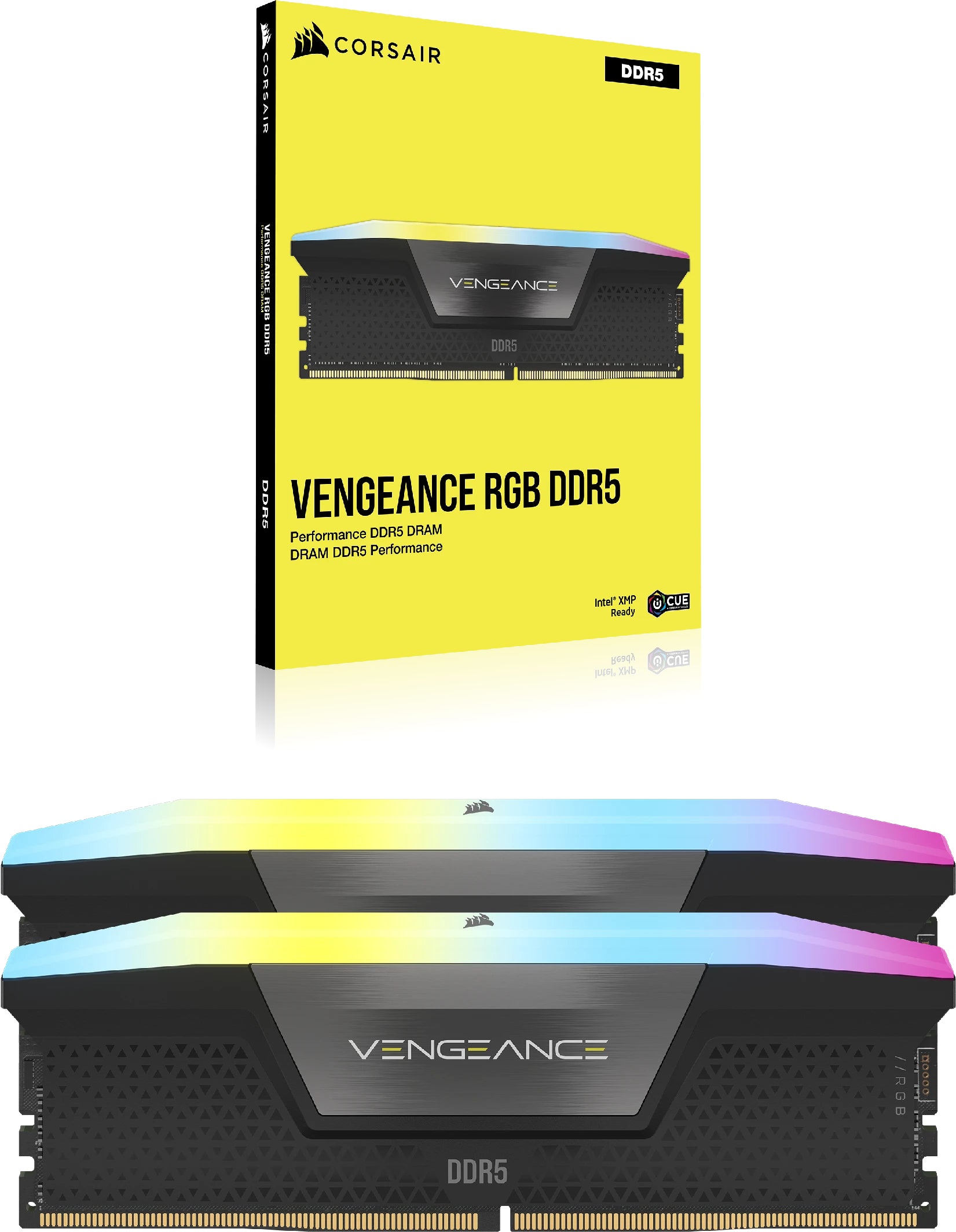 Corsair Vengeance RGB, 16GB, KIT 2 x 8GB, DDR5, 5200MHz, C40, 1.25V, Intel XMP, Negru "CMH16GX5M2B5200C40"