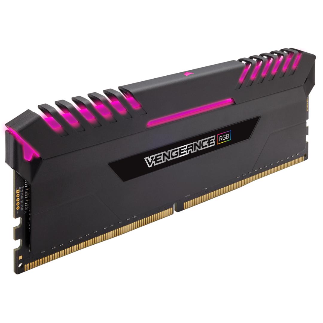 Memorie DDR Corsair DDR4 16 GB, frecventa 2666 MHz, 8 GB x 2 module, radiator, iluminare RGB, "CMW16GX4M2A2666C16"