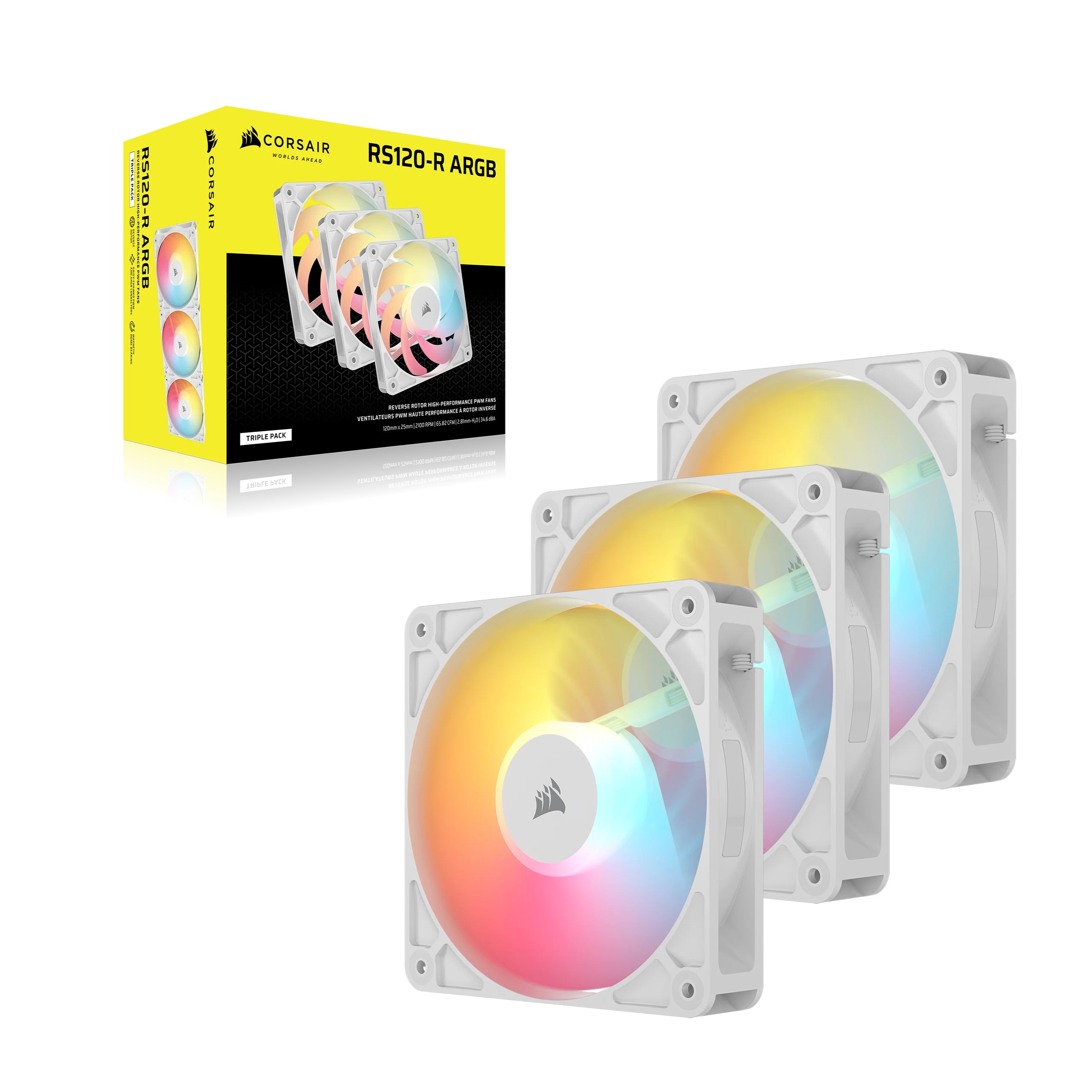 Ventilator Corsair RS Series RS120 Reverse ARGB, 3x 120mm, Alb "CO-9050197-WW"