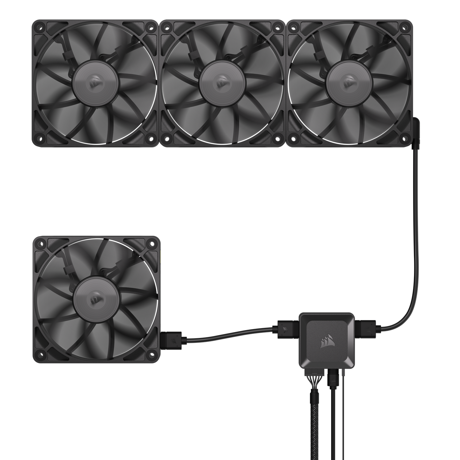 VENTILATOR Corsair iCUE LINK RX120 1x120mm NEGRU, viteza 0.400-2100 RPM +/- 10%, 10.5-74.2 CFM, Presiune Statica: 0.12-4.38 mm-H2O, 10-36dBA, Prindere magnetica, Lungime cablu 135mm "CO-9051009-WW"
