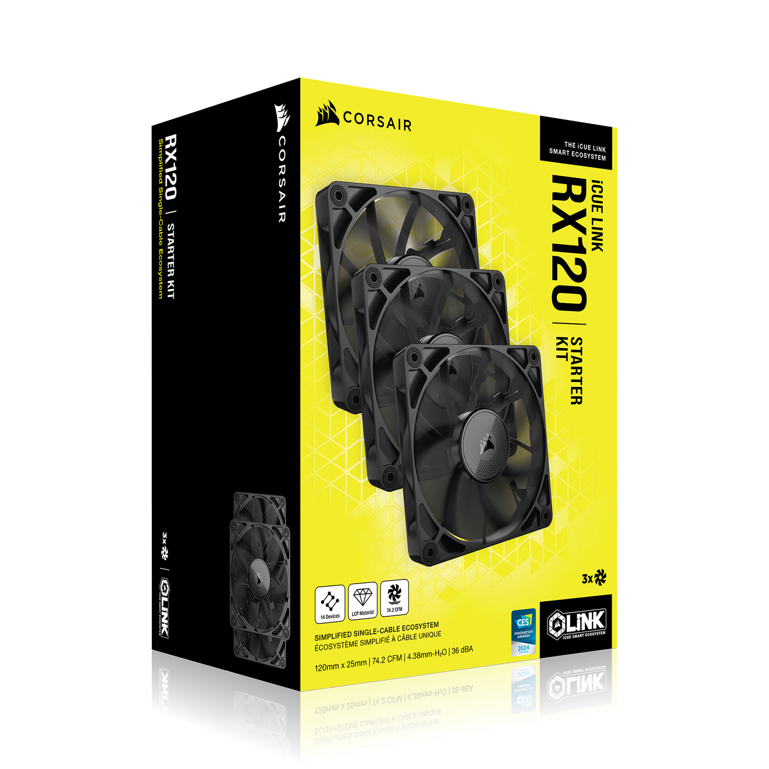 Ventilator Corsair iCUE LINK RX120, 120mm PWM, Triple Pack, Negru "CO-9051010-WW"