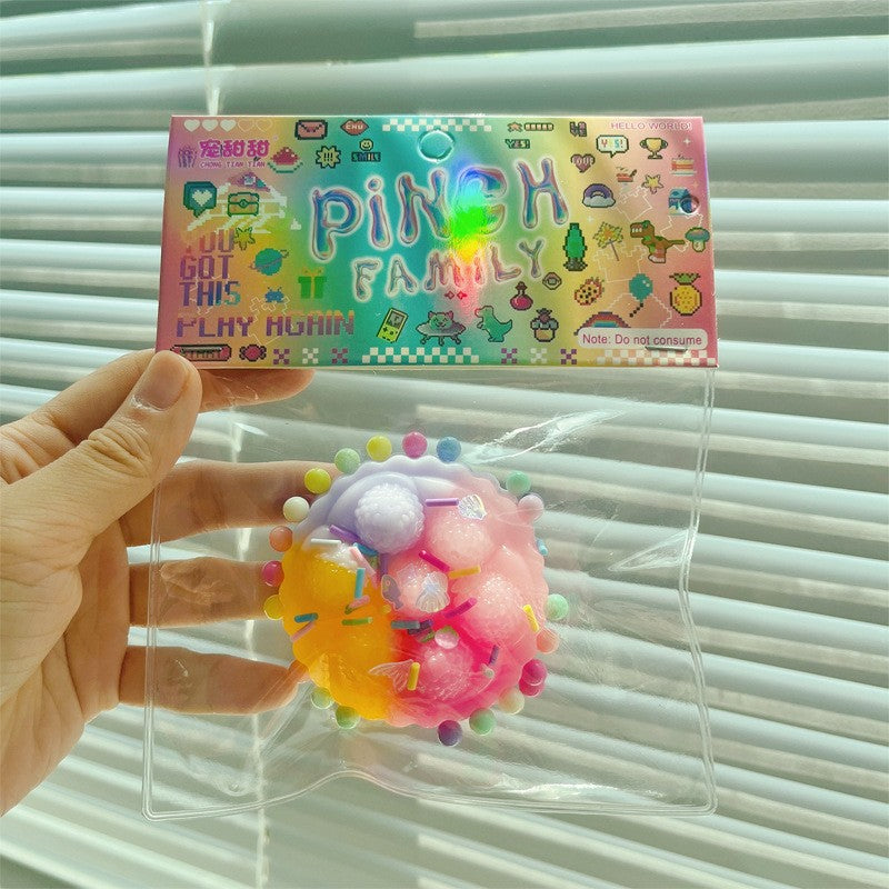 Jucarie Antistres Squishy, cu Revenire Lenta, Squeeze Pinch Family, Model Prajiturica, 6x6 cm, 60g, Ambalaj Transparent, Multicolor